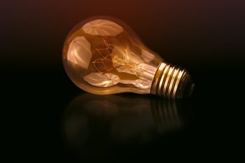 A glowing light bulb.
