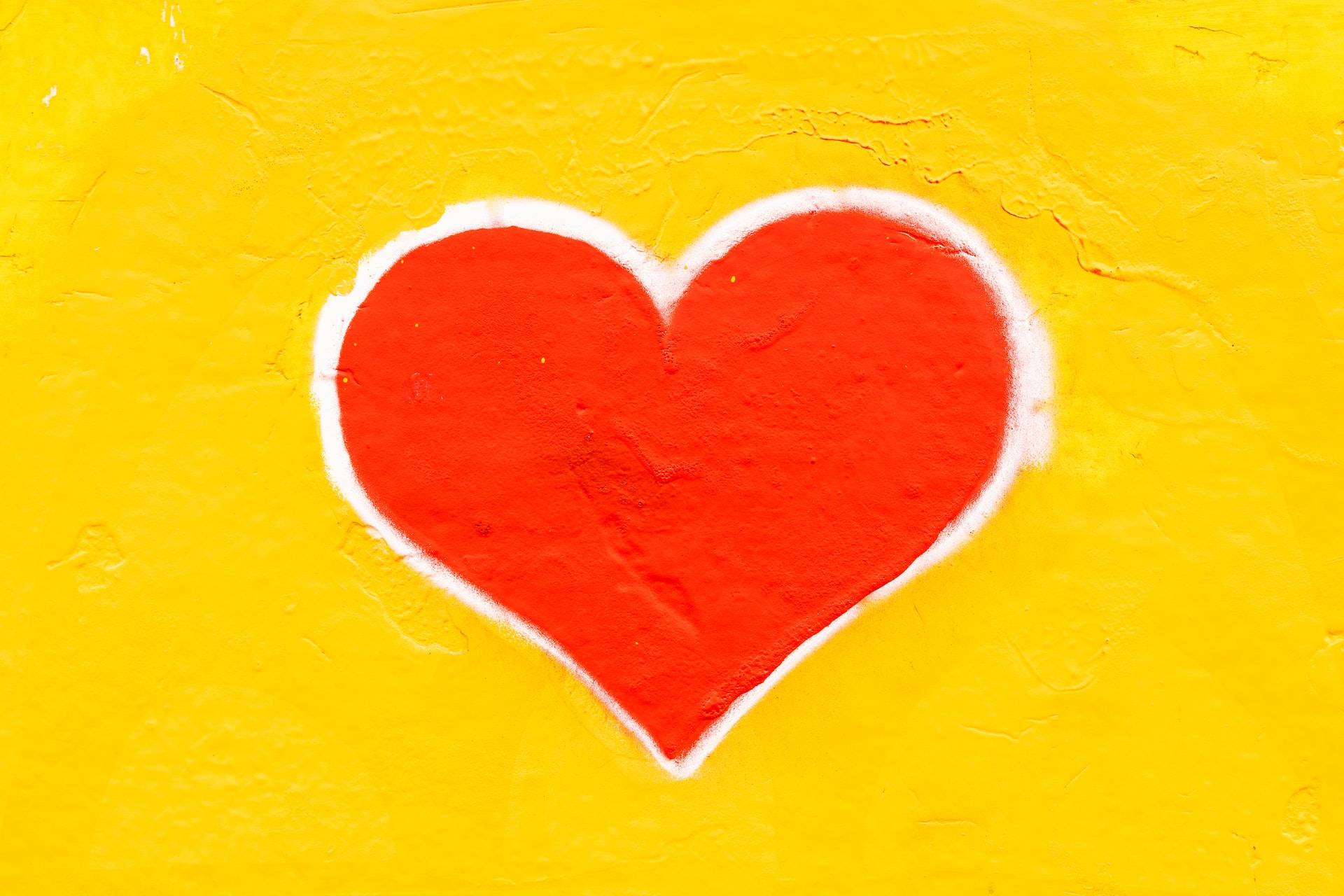 A love heart painted on a wall.